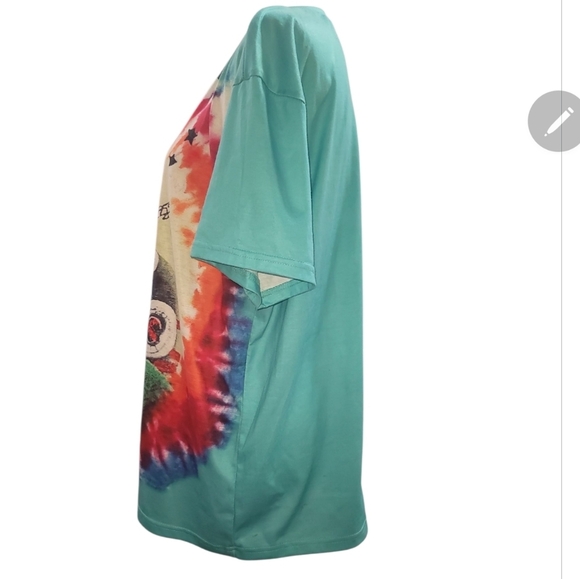 2018 Travis Scott Astro World Tie Dye tee t-Shirt M Festival Rap turquoise red - Picture 3 of 4